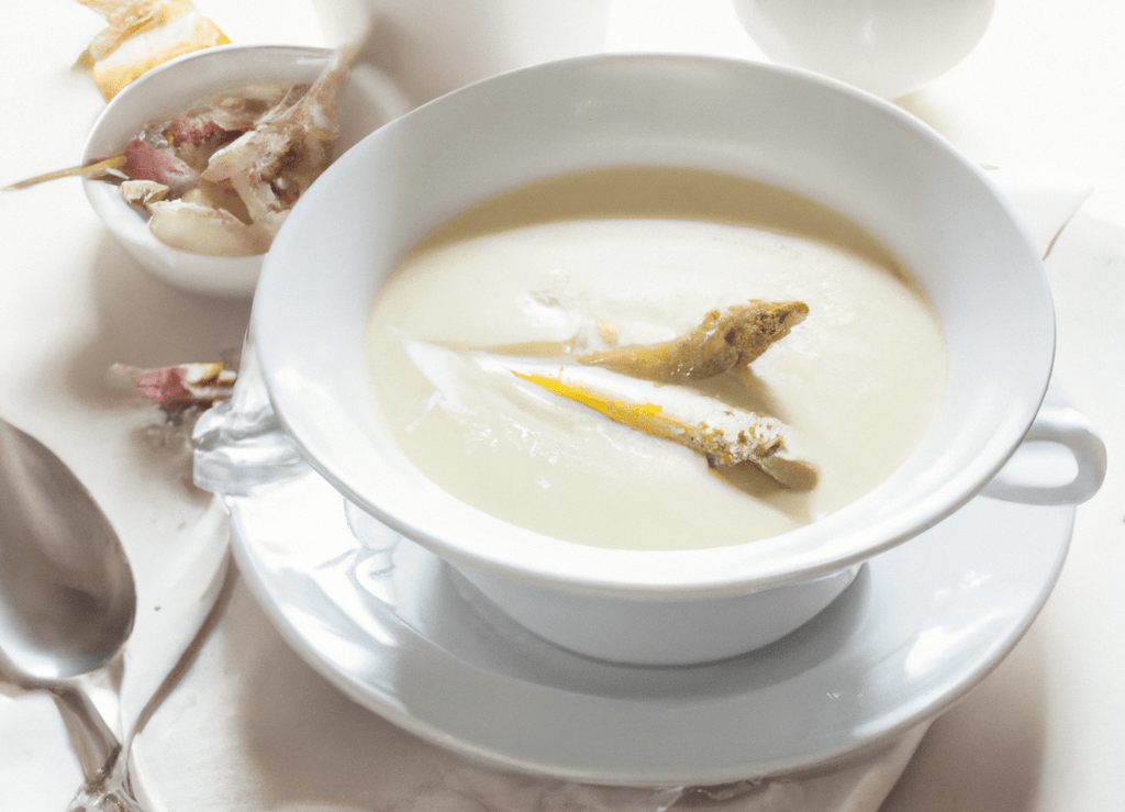 Creamy White Asparagus Soup with Garlic Croutons - Week 15, Wednesday